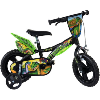 Bicicleta copii 12 inch, Dinozaur T-Rex, 3-4 ani, roti ajutatoare incluse foto