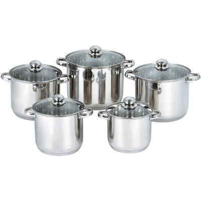 Set oale din inox Grunberg cu capace din sticla, 10 piese foto