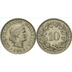 Elvetia 1962 - 10 rappen, circulata