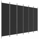Cumpara ieftin Paravan de camera cu 6 panouri, negru, 300x200 cm, textil