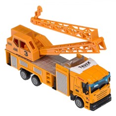 Camion Die Cast, Model Macara Santier, Scară 1:64, Portocaliu, Pentru Copii, 3+ Ani