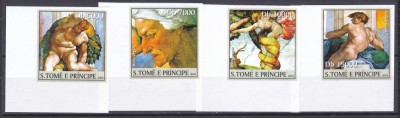 DB1 Sao Tome Principe 2004 Arta Pictura Michelangelo 4 v. MNH ndt. c foto