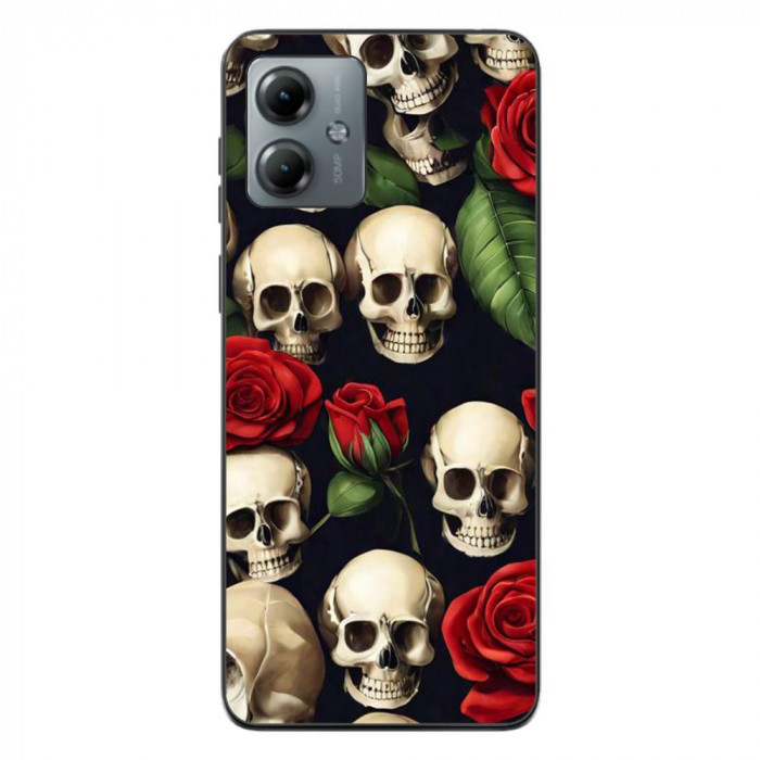 Husa compatibila cu Motorola Moto G14 Silicon Gel Tpu Model Skulls and Roses
