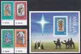 Antigua 1979 - Crăciun - Vitralii, Serie + Colita, MNH