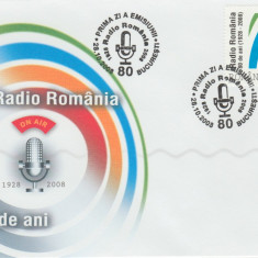 2008 Romania, FDC Societatea de Radiodifuziune 80 ani LP 1820, plic prima zi