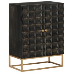 vidaXL Servantă, negru, 55x34x75 cm, lemn masiv de mango și fier