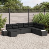 Gossi set de canapea de gradina cu 8 piese si perne, poliratan negru