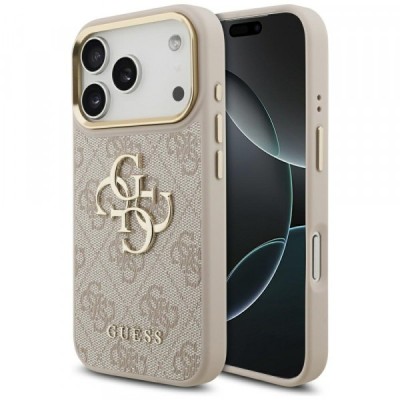Husa pentru Apple iPhone 17 Pro, Guess, Big 4G Logo Classic, Roz Aurie foto