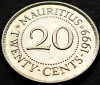 Moneda exotica 20 CENTI - MAURITIUS, anul 1999 *cod 5323 B = A.UNC, Africa