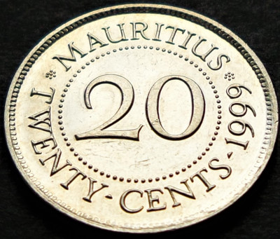 Moneda exotica 20 CENTI - MAURITIUS, anul 1999 *cod 5323 B = A.UNC foto