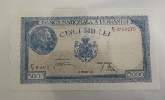 5000 lei Decembrie 1945 filigran vertical UNC bancnota