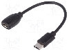 Cablu port micro USB B, USB C mufa, USB 2.0, lungime 150mm, negru, ASSMANN - AK-300316-001-S