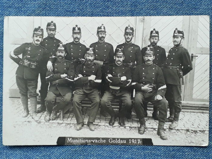 770. Fotografie veche soldati in uniforma 1917 WW1 , Primul Razboi Mondial