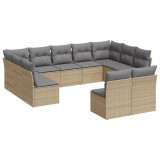 Cumpara ieftin Set canapele de gradina cu perne, 11 piese, bej, poliratan