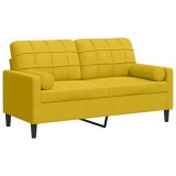 Cumpara ieftin Canapea cu 2 locuri cu pernute, galben, 140 cm, catifea