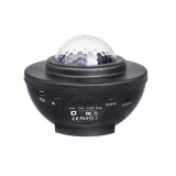 Cumpara ieftin Lampa de noptiera cu proiector, muzicala, LED, telecomanda, bluetooth, incarcare USB, negru, 17x13 cm, Isotrade