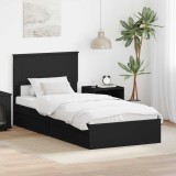 Cumpara ieftin Pat cu storage cu headboard Negru 75 x 190 cm Lemn compozit