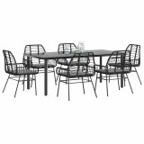 Gossi set de sufragerie de gradina 7 piese neagra sticla polirattan