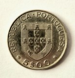 Portugalia 5 Escudos 1977 km # 606 Alexandre Herculano moneda comemorativa nichel