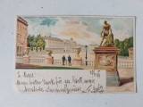 Carte postala veche, scrisa, citculata, anii 1890, Brussel, design desen de artist grafic