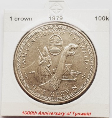 1881 Insula Man 1 crown 1979 Elizabeth II (Tynwald) km 46 foto