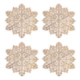 Set 4 Suporturi Pahare PVC Fulgi Roz Auriu 10cm, Protectie Masa, Craciun Elegant