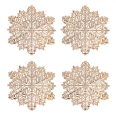 Set Suporturi Pahare PVC, Model Fulgi, Roz Auriu, 10cm, 4 Bucăți