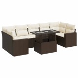 Cumpara ieftin Set canapele de gradina cu perne, 8 piese, maro, poliratan