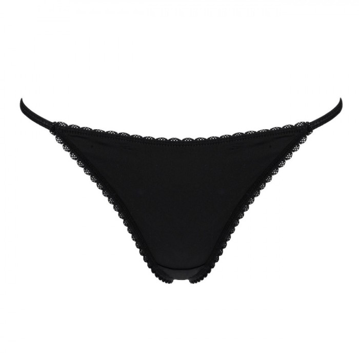 Chiloți String pentru Femei, Satin, Dantelă, Negru, Mărime One Size