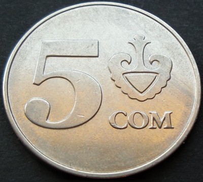 Moneda 5 SOM - REPUBLICA KYRGYZSTAN, anul 2008 *cod 206 foto