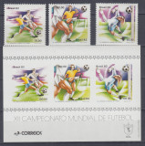 BRAZILIA 1982 CAMPIONATUL MONDIAL DE FOTBAL SERIE SI COLITA NEDANTELATA MNH, Nestampilat