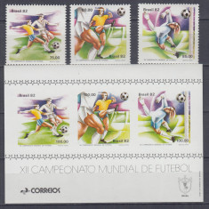 BRAZILIA 1982 CAMPIONATUL MONDIAL DE FOTBAL SERIE SI COLITA NEDANTELATA MNH