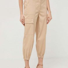 MICHAEL Michael Kors pantaloni femei, culoarea bej, fason cargo, high waist