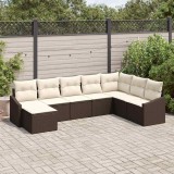 VidaXL Set de canapele pentru grădină 8 pcs Maro Rattan poli 3346838