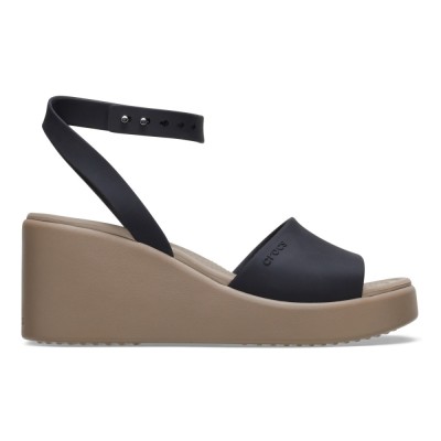 Sandale Crocs Brooklyn Ankle Strap Wedge Negru - Black/Mushroom foto