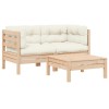 VidaXL Set mobilier grădină cu perne crem, 3 piese, lemn masiv de pin 806676