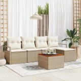 vidaXL Set de canapele pentru grădină cu pernă 6 pcs Bej Rattan poli