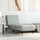 Șezlong vidaXL Gri Deschis Catifea Rabatabil 55x140x70cm, Multifuncțional, Cadru Metalic, Confortabil, Relaxare &amp; Dormit