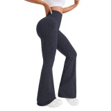 Pantaloni Sport de Dama, Flippy, pentru Yoga, Talie Inalta, Evazati, Tricotati, Albastru Marin, Marime S