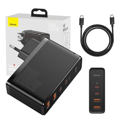 &amp;Icirc;ncărcător de călătorie Baseus GaN2 Pro Quick 2x USB + 2x USB-C, 100W, EU (negru) foto
