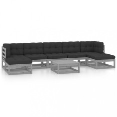 Set mobilier gradina cu perne, 8 piese, lemn masiv de pin