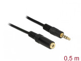 Cablu prelungitor audio jack 3.5mm 4 pini T-M 0.5m, Delock 84716