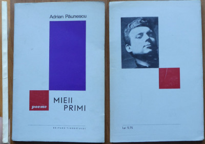 Adrian Paunescu , Mieii primi ; Poeme , 1966 , editia 1 cu autograf consistent foto
