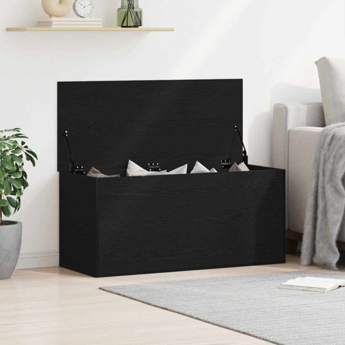Ladă depozitare cu capac, stejar negru 100x42x46 cm lemn
