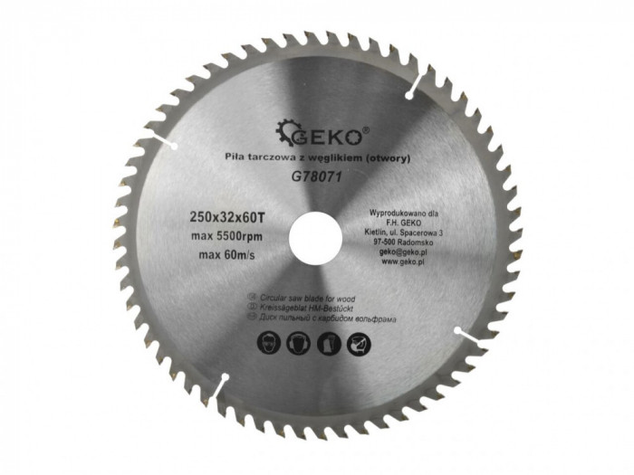 Disc circular pentru lemn, 250x32x60T, Geko, G78071