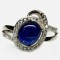 Inel argint 925 placat cu aur alb cu safir natural caboson 8x9mm