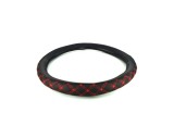Husa Volan Auto Piele Ecologica Neagra Cusaturi Rosii Marimea M Universal ALM