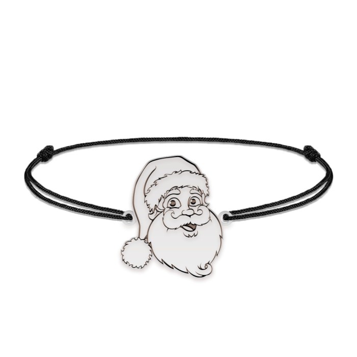 Santa - Bratara snur personalizata Mos Craciun din argint 925