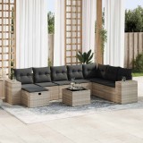 Cumpara ieftin Gossi set canapele de gradina cu perne, 9 piese gri deschis poliratan