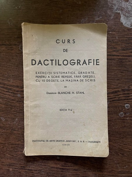 Blanche H. Stahl Curs de dactilografie (1940)